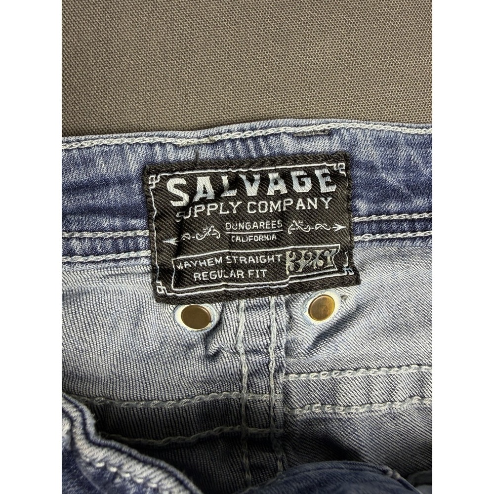 Salvage Buckle Jeans Men's 32(S)- 32x28 Blue Denim Mayhem Straight Regular Fit - Picture 3 of 9